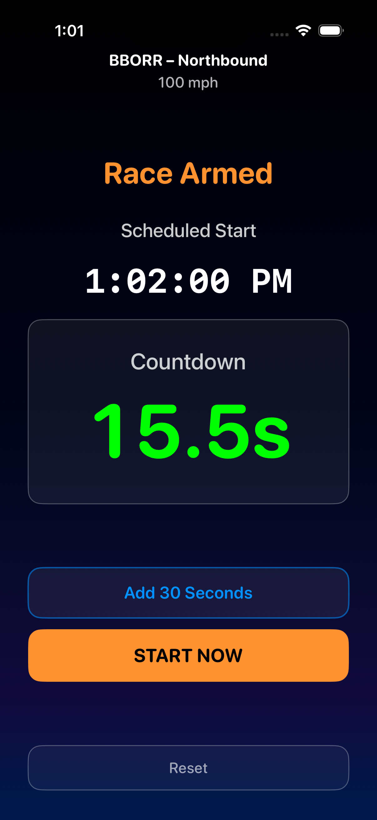 Race armed, countdown to start